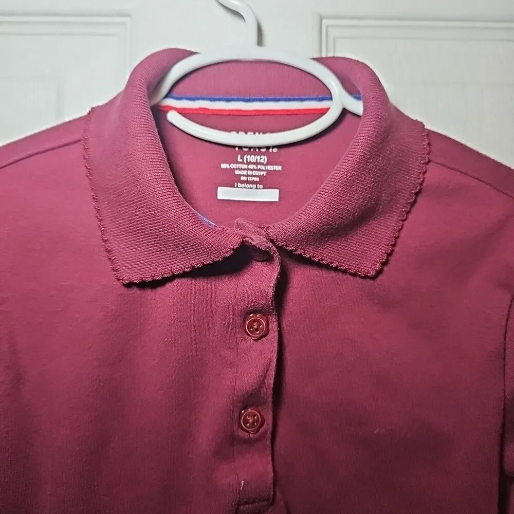 French Toast Girls Burgundy Long Sleeve Uniform Blouse Large 10/12